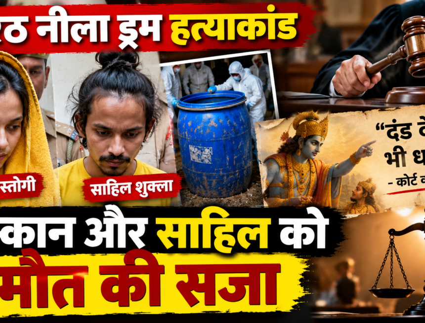 Merut Blue Drum Case Courtroom Collage Meerut Blue Drum Case: ‘दंड देना भी धर्म है’, महाभारत का जिक्र कर कोर्ट ने मुस्कान और साहिल को सुनाई फांसी की सजा