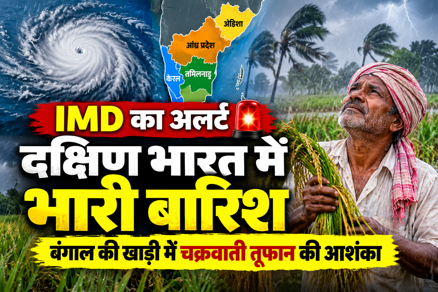 Weather Alert: दक्षिण भारत में भारी बारिश का अलर्ट, बंगाल की खाड़ी में चक्रवाती तूफान बनने की आशंका; किसानों को सला