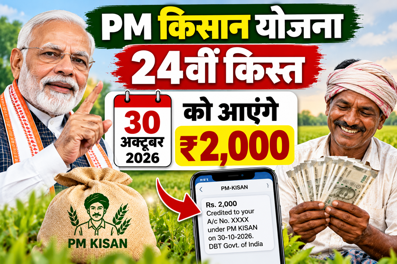 PM Kisan 24th Installment: किसानों के खाते में 30 अक्टूबर को आएंगे ₹2,000, सरकार ने बताई किस्त की तारीख