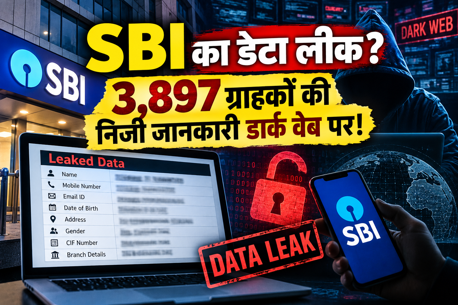 SBI Data Leak: 3,897 ग्राहकों की निजी जानकारी डार्क वेब पर मिली, जानें कौन-सा डेटा हुआ उजागर